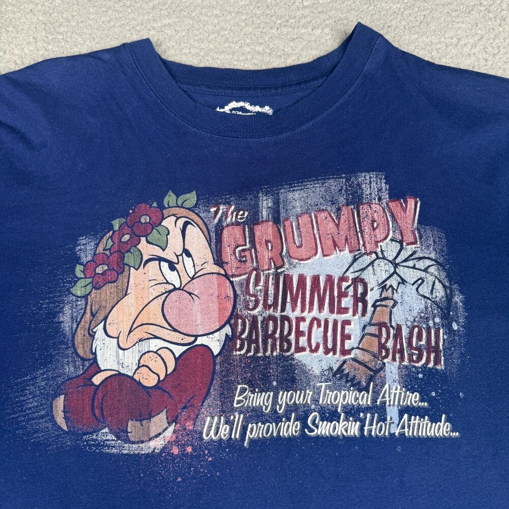 Disney Store Tiki Kingdom Grumpy T‎ Shirt Mens XXL Blue Summer BBQ Graphic Tee